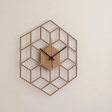 Hexagone - Horloge Murale Bois