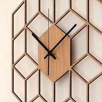 Hexagone - Horloge Murale Bois