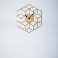 Hexagone - Horloge Murale Bois